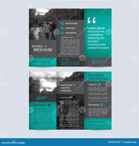 Geometric Trifold Business Brochure Template Cartoon Vector