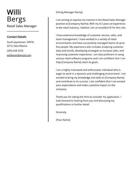 Retail Sales Manager Cover Letter Examples Template And 20 Tips