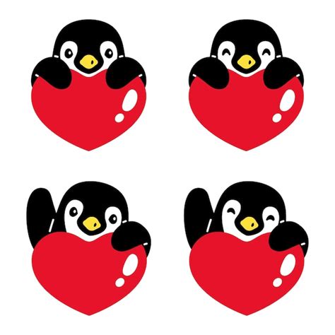 Premium Vector Penguin Icon Bird Hug Character Cartoon