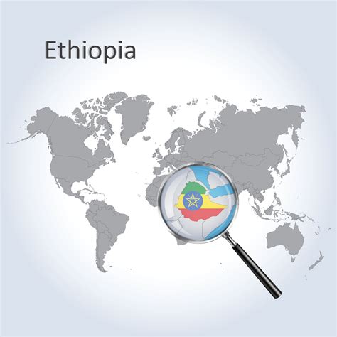 Magnified Map Ethiopia With The Flag Of Ethiopia Enlargement Of Maps