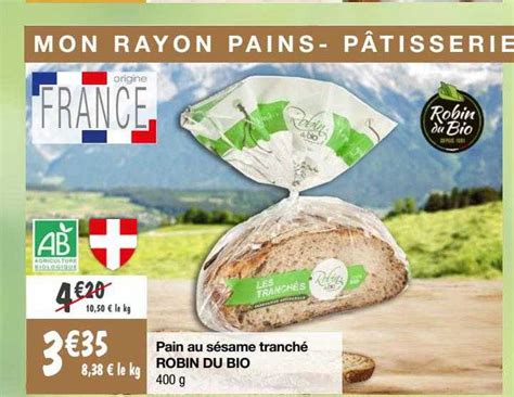 Promo Pain Au Sésame Tranché Robin Du Bio Chez Migros France