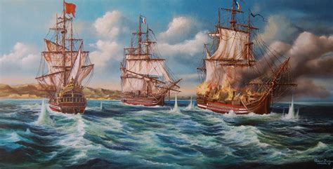 Battle Of Ships Gicl E Fine Art Print From Original Oil Painting