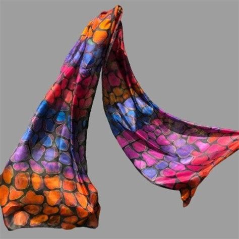 Hand Painted Abstract Silk Scarf Natural Silk Pongee Hand Etsy