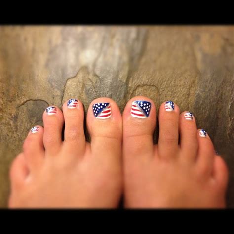 American Flag Toe Nail Design