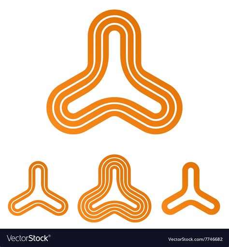 Orange Line Triangle Logo Design Set Royalty Free Vector