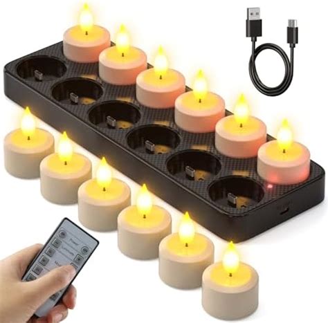 Soulbay Rechargeable Tea Lights 12pcs Battery Led Flameless Tealight Candles With Remote