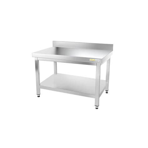 Table inox soubassement 1200 x 600 mm adossée avec renfort GOLDINOX