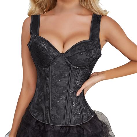 Booker Bodysuit For Women Vintage Boned Bustier Corset With Garters