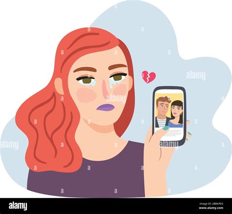 Woman Stalking Social Media Stock Vector Images Alamy