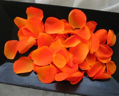 100 Bright Orange Artificial Silk Rose Petals For Wedding