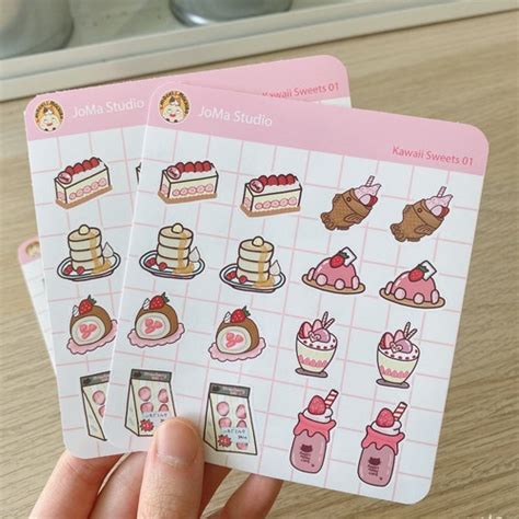 Kawaii Sweets Stickers Cute Stickers Pink Handmade Die Cut | Etsy