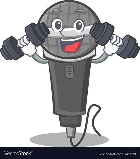 Fitness Microphone Cartoon Character Design Vector Image