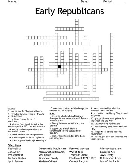 Early Republicans Crossword Wordmint