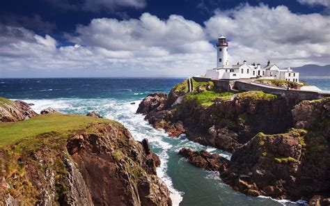 rocks, the ocean, 4K, storm, The Fanad Lighthouse, lighthouse HD Wallpaper