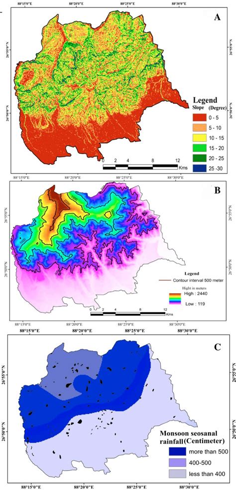 Landslide Conditioning Factors A Slope B Altitude C Rainfall D