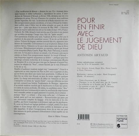 Release Pour En Finir Avec Le Jugement De Dieu” By Antonin Artaud