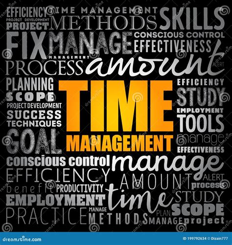 Time Management Word Cloud Collage Stock Illustration Illustration Of