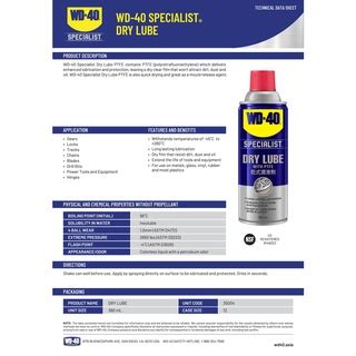 WD 40 Specialist High Performance Dry Lube PTFE 360ml WD40 Teflon