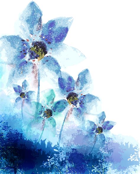 Download Hd Blue Watercolor Flower Png Vector Royalty Free Library