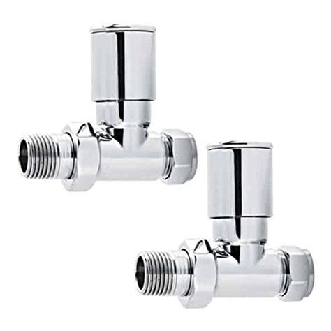 Heated Towel Rail Radiator Valves Straight Chrome Round Solid