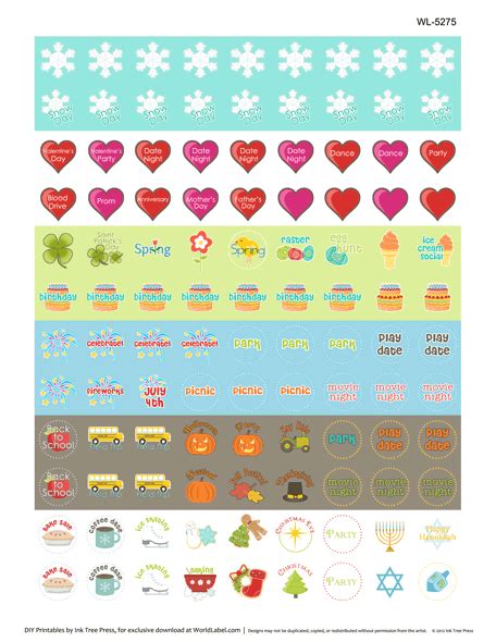 Printable Calendar Stickers Lots Of Different Ones At Site Free Id