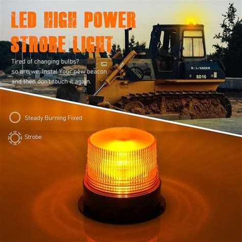 Gyrophare LED orange 12V sans fil lumière stroboscopique feux