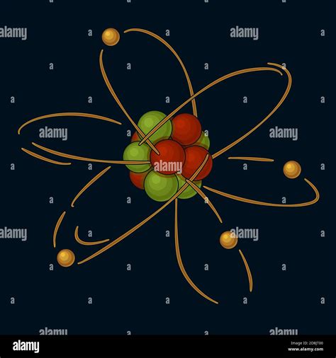 Atom Nucleus And Electrons In Orbital Vector Illustration Stock