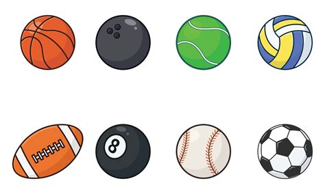Deporte Pelotas Dibujos Animados Icono Vector Recopilación Conjunto De