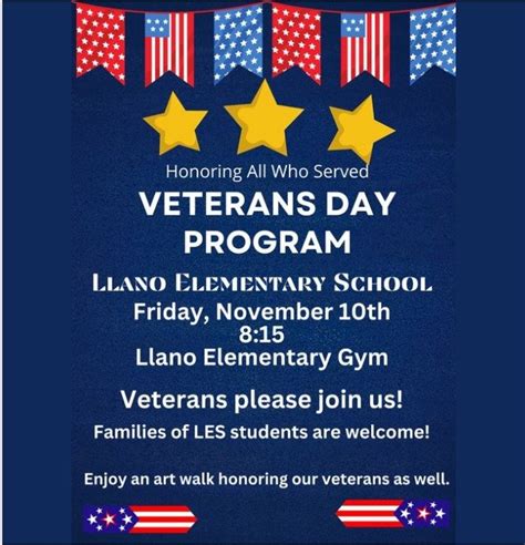 Veterans Day Program at Llano Elementary School - Veterans Please Join Us! — Untitled