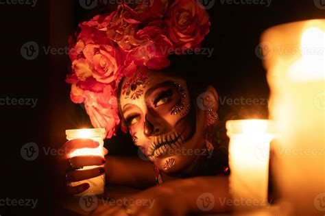 Calavera Catrina Sitting On A Throne Sugar Skull Makeup Dia De Los