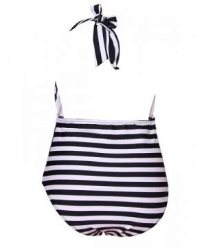 Sexy One Piece Bikini Halter Backless Beachwear V Neck Cheeky Monokini Stripe Cw Wgxq