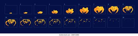 Blast Animation Effect Fire Blast Explosion Stock Vector (Royalty Free) 1384712804