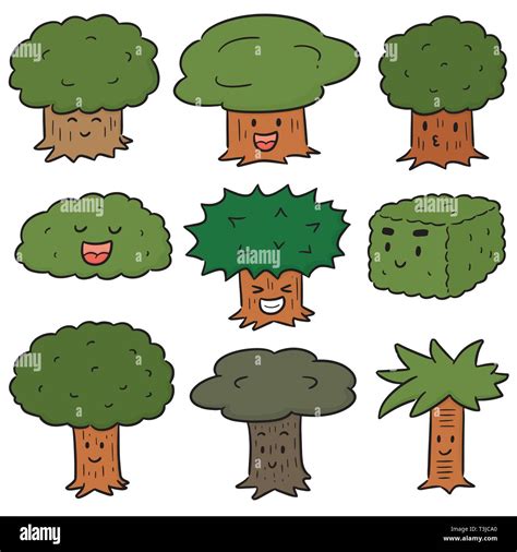 Vector Set Of Trees Cartoon Stock Vector Image And Art Alamy