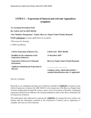 Fillable Online Expression Of Interest And Relevant Appendixes