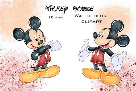 Mickey Mouse Clipart Mickey Watercolor Watercolor Mickey Etsy