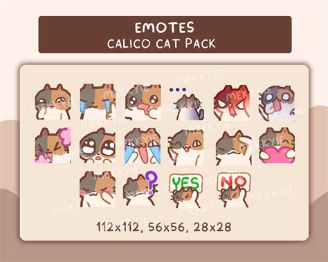 Calico Cat Emotes Pack Twitch Discord Etsy