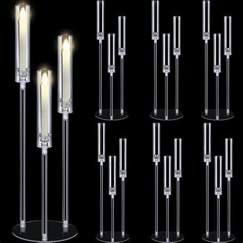 Amazon Layhit 6 Set Acrylic Candelabra Centerpiece 30 7 Clear