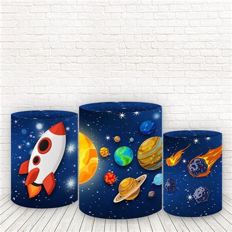 Trio De Capas Cilindros Tecido Sublimado Astronauta Fcc No Shoptime