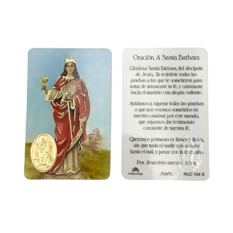 Estampa Santa B Rbara Con Medalla Dorada Estampas Religiosas