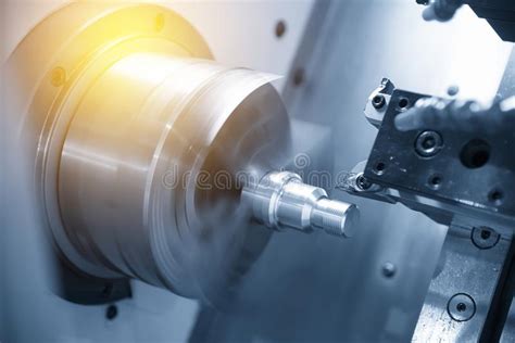 The Cnc Lathe Or Turning Machine Cutting The Thread Stock Image Image