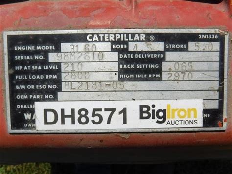 Caterpillar 3160 Diesel V 8 Engine W Twin Disc Drive Bigiron Auctions