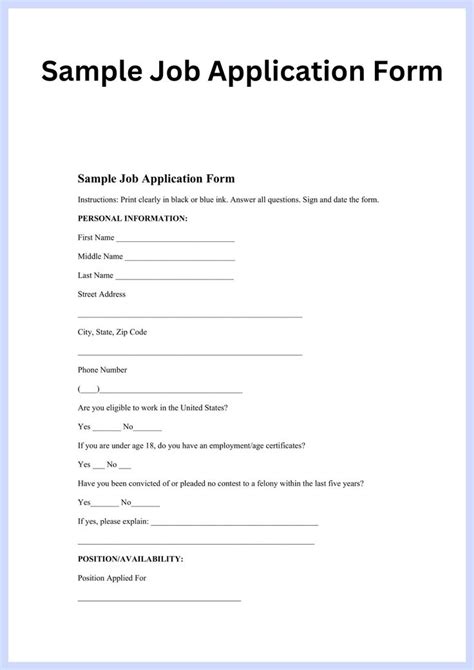 Printable Job Applications Job Application Form Legal Forms First