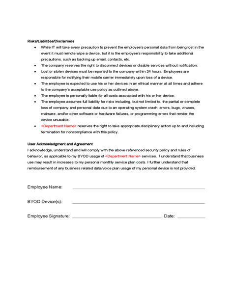 Free Byod Policy Template