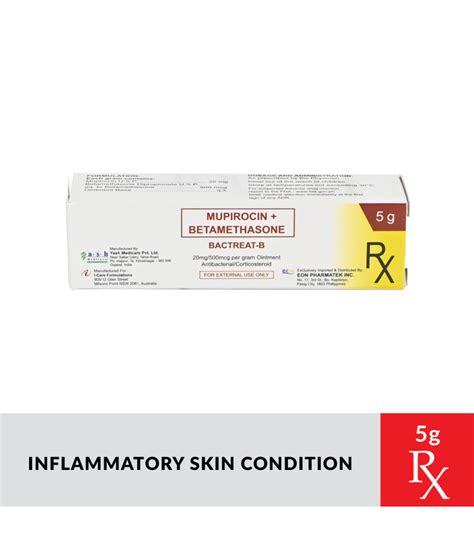 Rx Bactreat B Mupirocin Betamethasone Ointment 20 500mcg5g