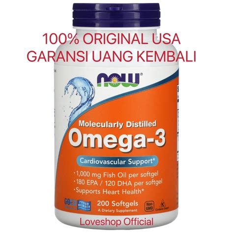 Jual NOW Foods Molecularly Distilled Vitamin Omega 3 1000 Mg Fish Oil