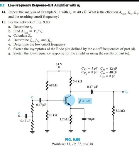 Solved 9 7 Low Frequency Response BJT Amplifier With RL 14 Chegg