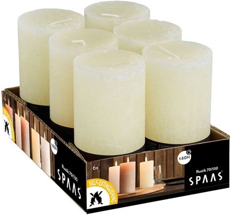 Spaas Unscented Pillar Candle Mm Hours Ivory S