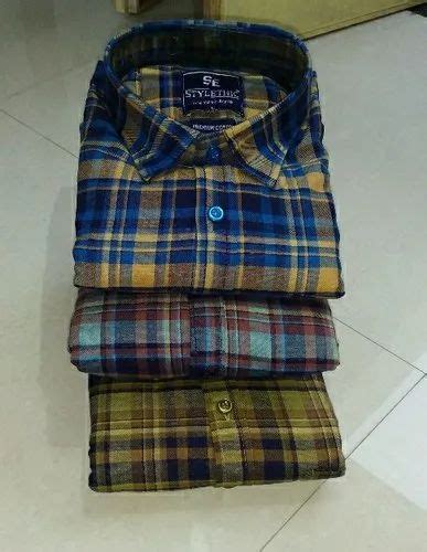 Collar Neck Casual Mens Cotton Check Shirt Handwash Size M To Xl At