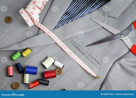 Suit Tailor Equipment On Double Breasted Suit Stock Photo Image Of