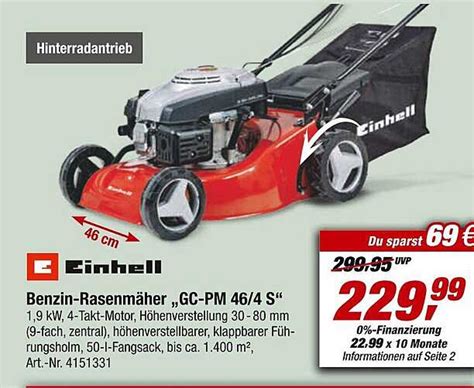 Einhell Benzin Rasenm Her Gc Pm S Angebot Bei Toom Baumarkt